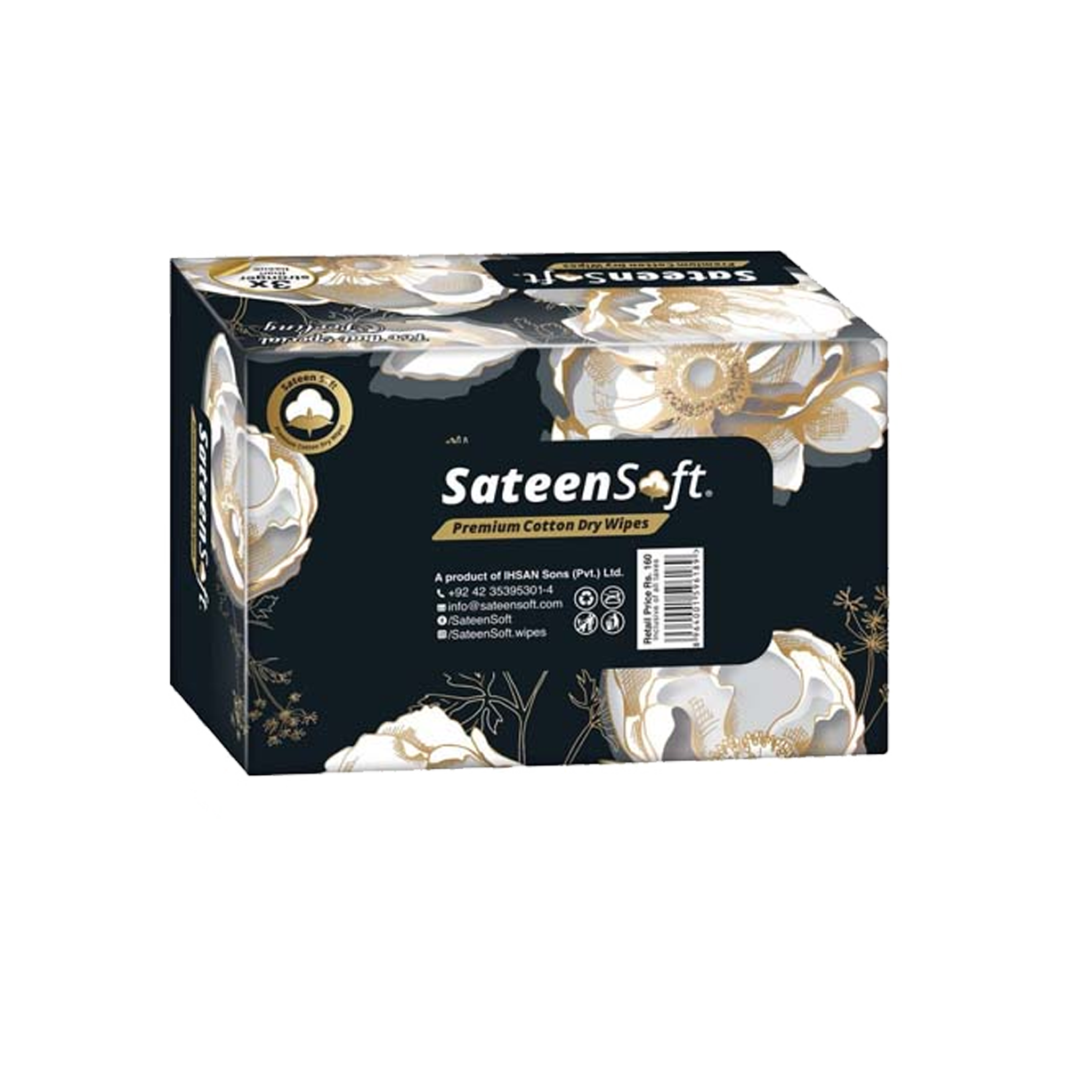 Sateen Soft Life Style Black Tissue Box